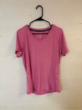 Game Time Pink Athletic V-Neck Activewear Tee Womens 1X